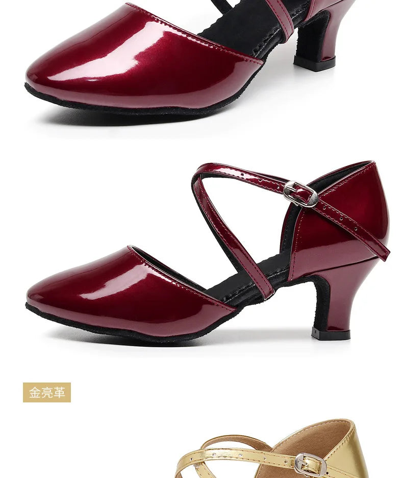 Ladies' Adult Latin Dance Shoes,soft Soled Mid High Heels,dance Performance Shoes for All Seasons,indoor and Outdoor Dance Shoes