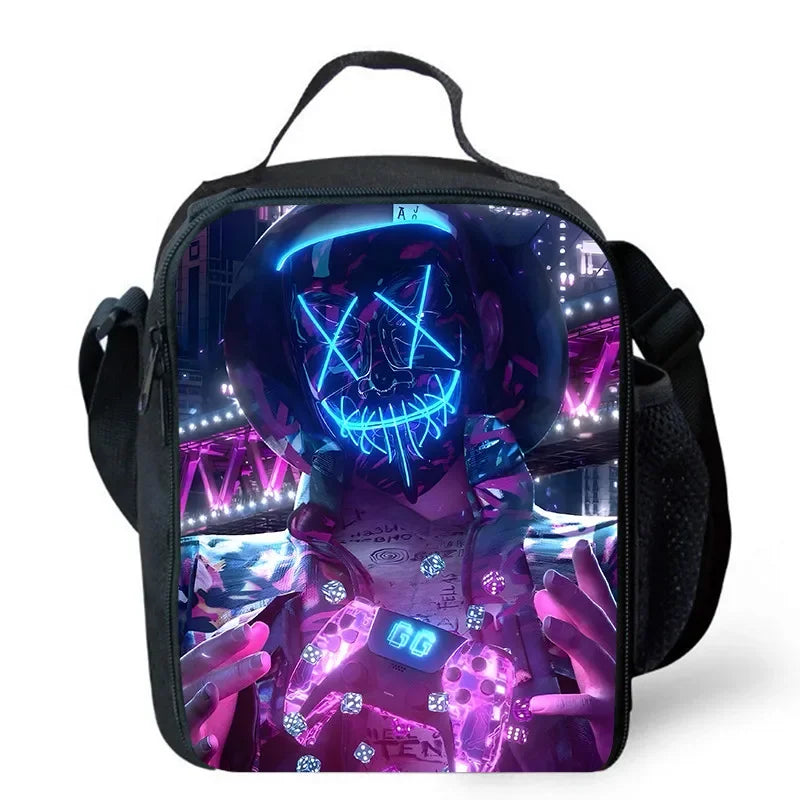 Lunch bags for Child,Cartoon Game con-so-les School Picnic Bags for Boys,Large Kids Insulation Cooler Bags for Aged 4-10 years