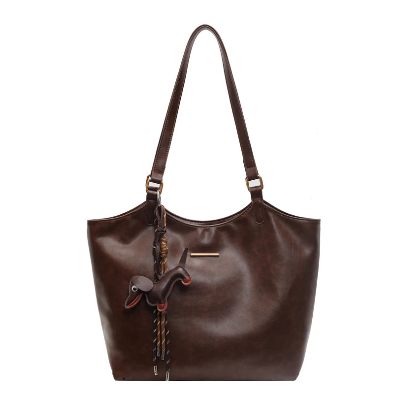 Women Vintage Shoulder Bag PU Leather Retro Tote Handbag Large Capacity Fashion Underarm Bag Female Travel Work Bag