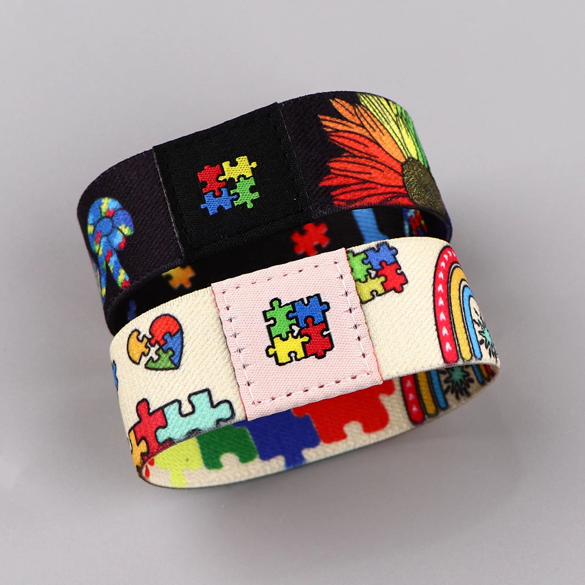 Autism Awareness Puzzle Bracelets on Hand Bangle Wrap Stretch Wristband Bracelet for Women Men Bangles Fashion Accessories