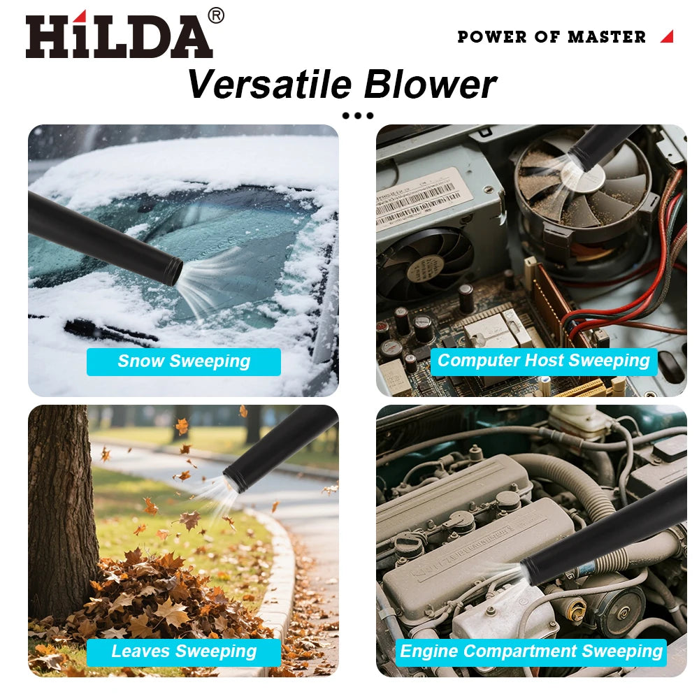 HILDA Cordless Electric Blower Blue Turbo 2-in-1 Blowing And Suction Machine Handheld Leaf Vacuum Cleaner For Makita 18V Battery