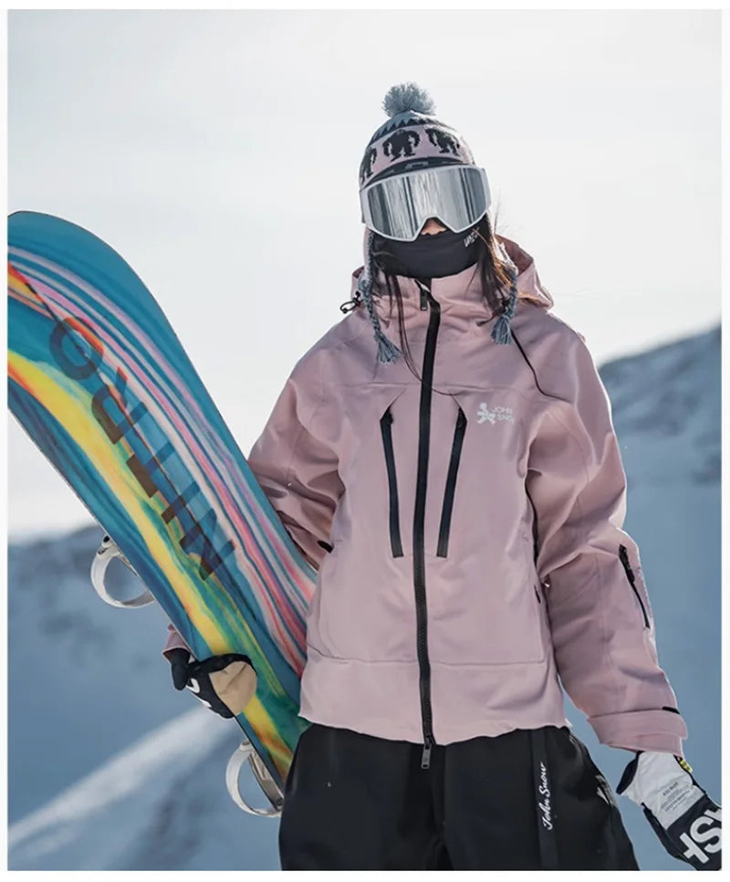 John Snow Men and Women's Winter Waterproof Warm Ski Jacket Professional Breathable Mountaineering Jacket Outdoor Snow Coat