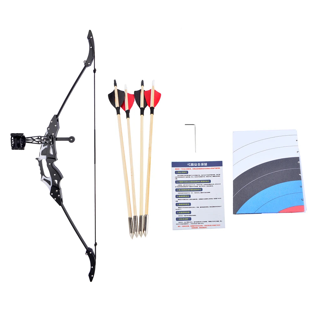 18Lbs Archery Mini Recurve Bow 19" Short Shooting Bow with Wooden Arrows for Youth Teen Children Outdoor Targeting Practice Game