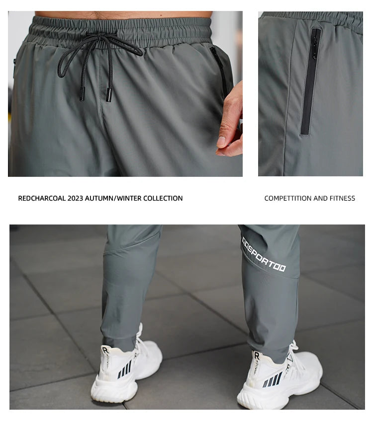 Men's Sports Pants Spring summer Running Pants Workout Active Trousers Slim Ice silk Quick dry Skinny Jogging Pants Joggers