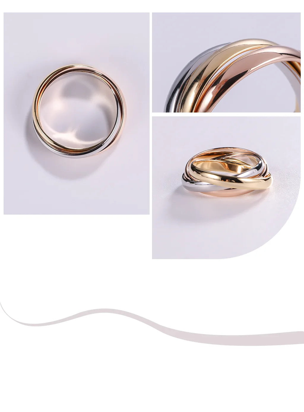 Sterling silver rose gold internet three-color ring