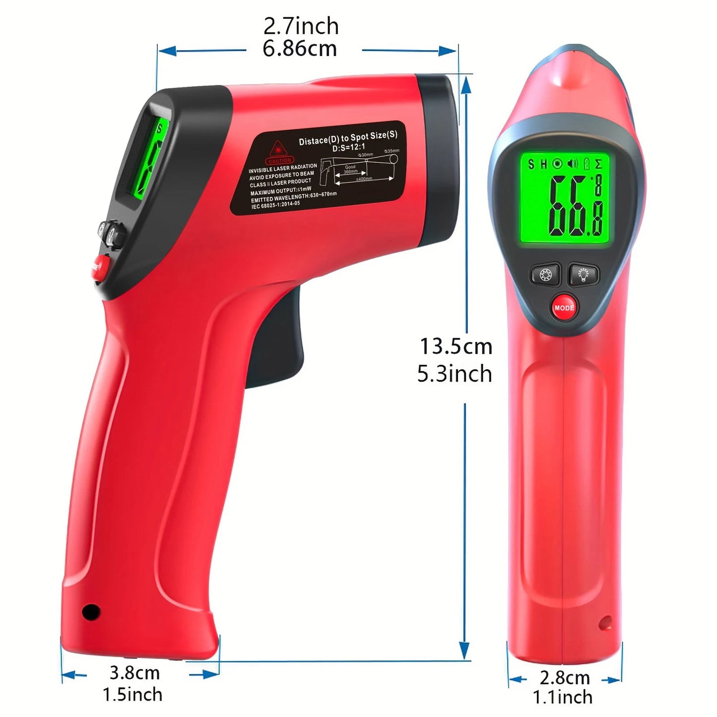 Digital Infrared Thermometer -58℉-932 ℉ Household Thermometer Emissivity Adjustable Non-contact Laser Temperature Gun for Home