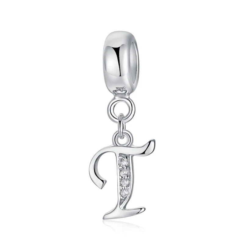925 Sterling Silver Charms Original Letter Alphabet A-Z Pendant Beads Fit Brand Bracelets Necklaces Diy Jewelry For Women