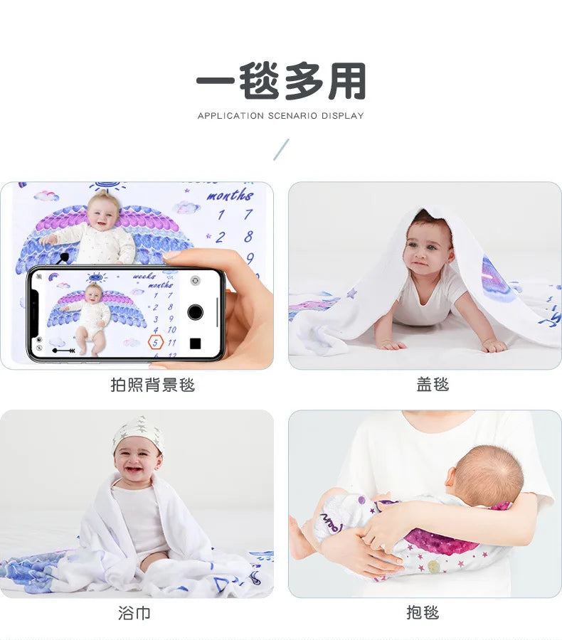 Baby Photography Mats Background Cloth Growth Commemorative Blanket Baby Milestone Flannel Blanket Newborn Photography Blanket