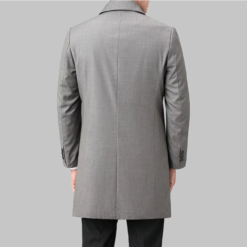 2025 New Wool Trench Coat in The Long High-end Handsome Men Lapel Large Size Spring and Autumn Old Dad Business Coat  M-4XL