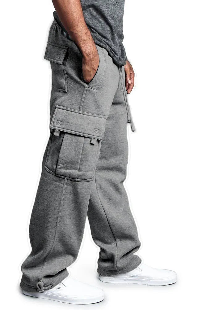 Spring and Autumn New Men's Sports Leisure Trousers Multi-pocket Loose Solid Color Cargo Work Pants Streetwear Men Pants
