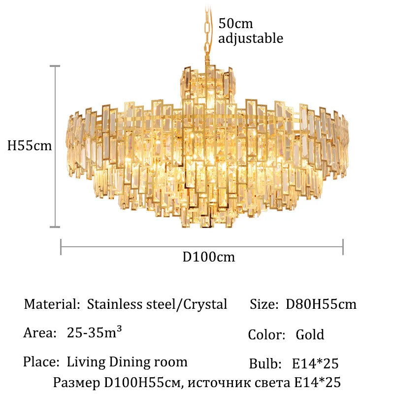 Luxury Crystal Chandelier Ceiling Light Fixture Dining Table Light Led Lighting Lamps Living Rooms Żyrandol Pendant Ceiling Lamp
