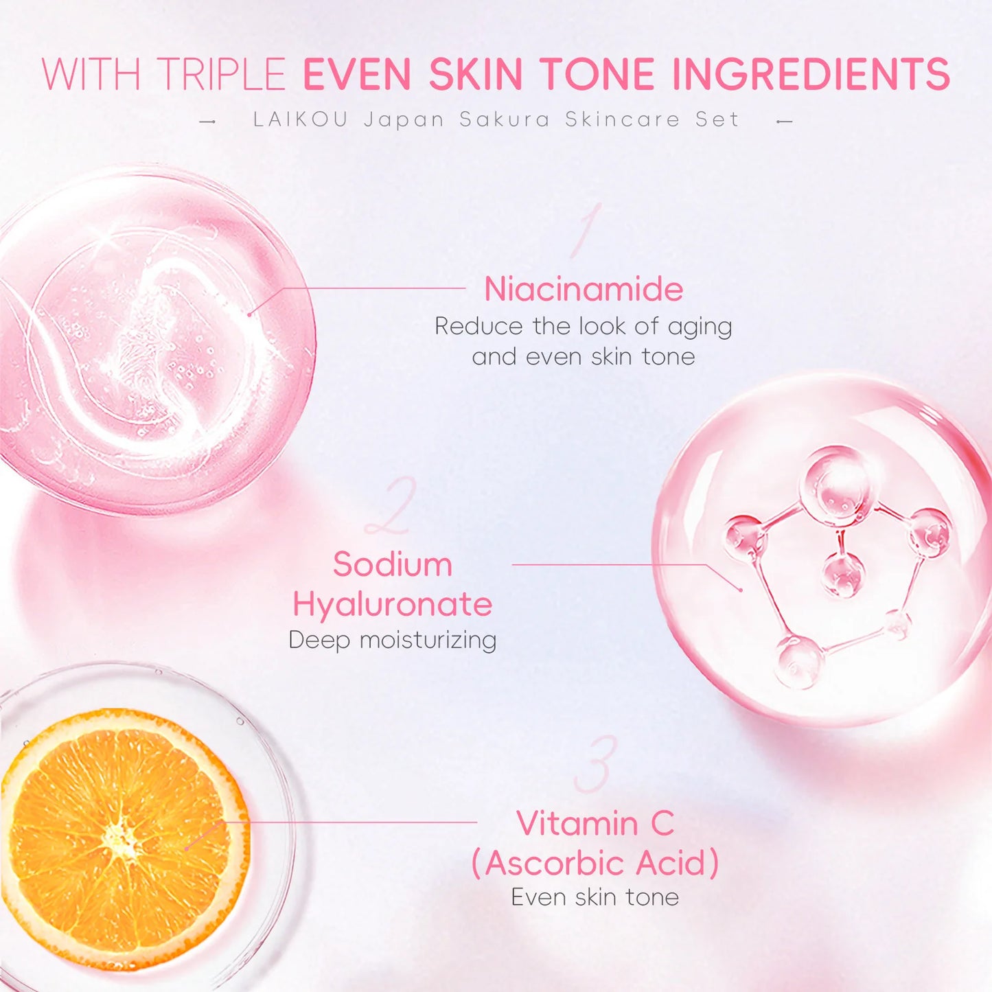Japan Sakura Skincare Set 4pcs Hydrating Tightening Cleanser Serum Essence Cream Eye Treatment Soften Clean Skin Beauty