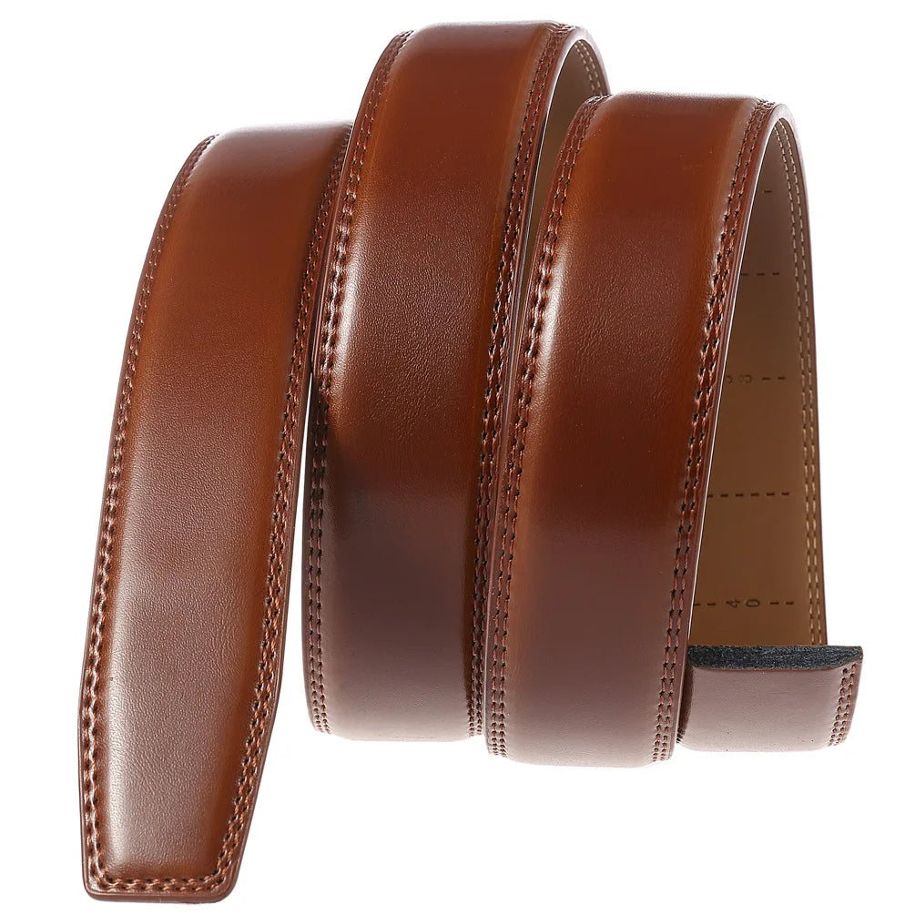 Men's Genuine Leather Belt Fashion Automatic Buckle Belt for Popular Business High Quality Male Belt Brown