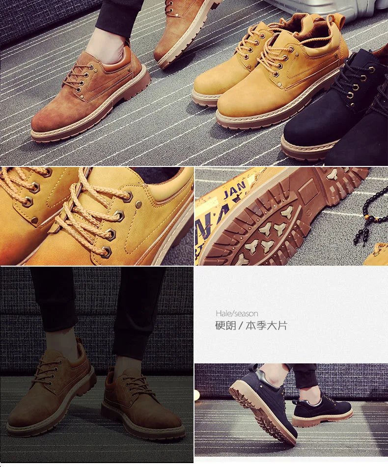 Fashion Men's Leather Shoes England Style Formal Shoes for Man Non Slip Ankle Boots Outdoor Waterproof Casual Tim Work Land Shoe