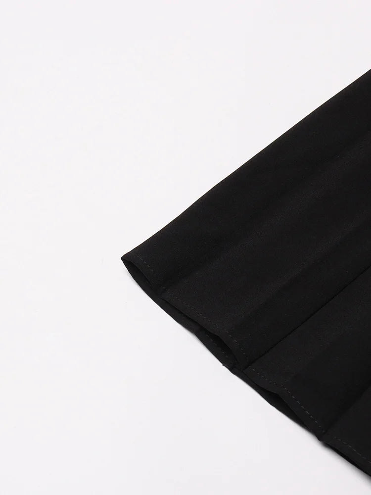 TWOTWINSTYLE Casual Patchwork Pu Skirt For Women High Waist Midi Folds Pleated Skirts Female 2022 Spring Fashion Clothing Style