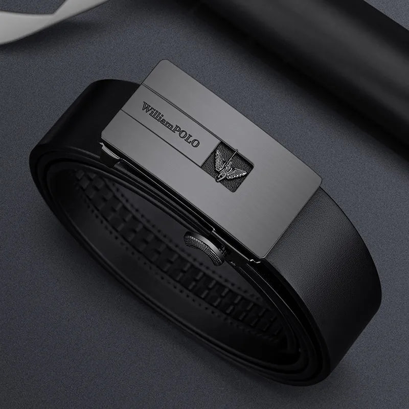 Genuine leather men's business belt with automatic buckle, high-end belt, fashionable and personalized belt