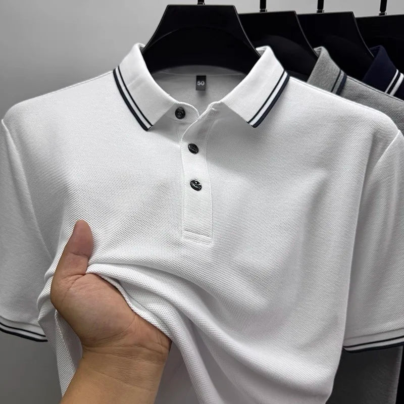 100% pure cotton men's polo shirt summer new fashion casual short sleeve comfortable luxury new simple solid color lapel T-shirt