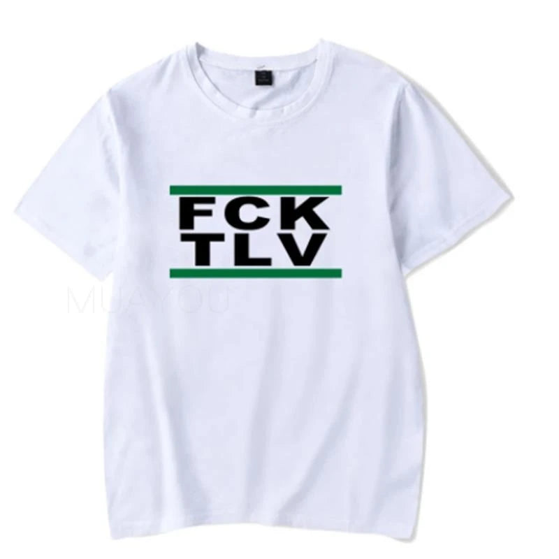 Summer Tops Printed FCK TLV T shirts Crew Neck Casual Tops Men Women Short Sleeve T-Shirt 4XL