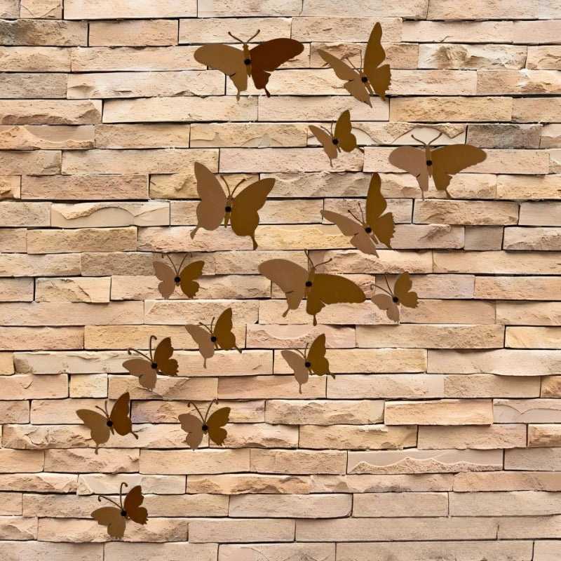 15PCS Spring Metal Ironwork 3DSimulation Climbing Butterfly Wall Decor Garden Courtyard Fence Indoor Outdoor Decor