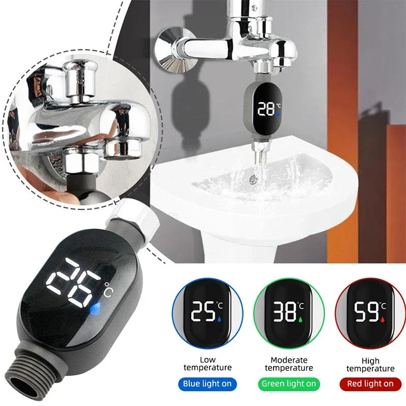 Shower Water Thermometer LED Digital Display&Intelligent Touch Activation 0℃~99℃ Bath Thermostat For Home Bathroom Measurement