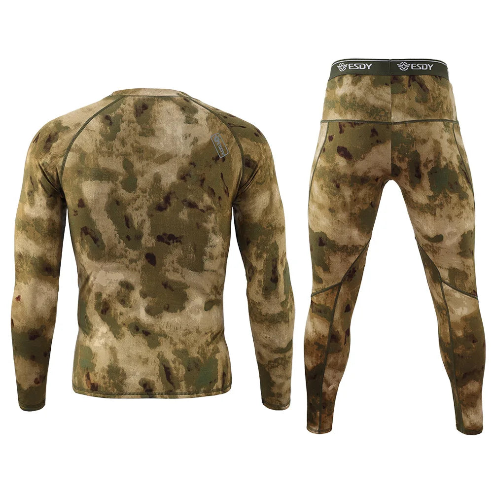 Thermal Underwear Men Winter Fleece Warm Tights Compression Quick Drying Thermo Lingerie Set Long Johns Man Camouflage Clothing