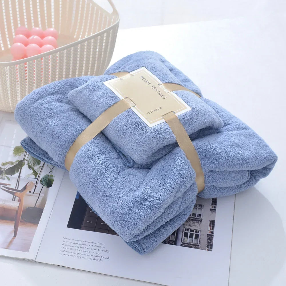 Cotton Bath Towels for Adults, 70x140cm 35x75cm 2pcs, High Absorbent Soft Bath Towel + Face Towels, Luxury Super Large Towel Set