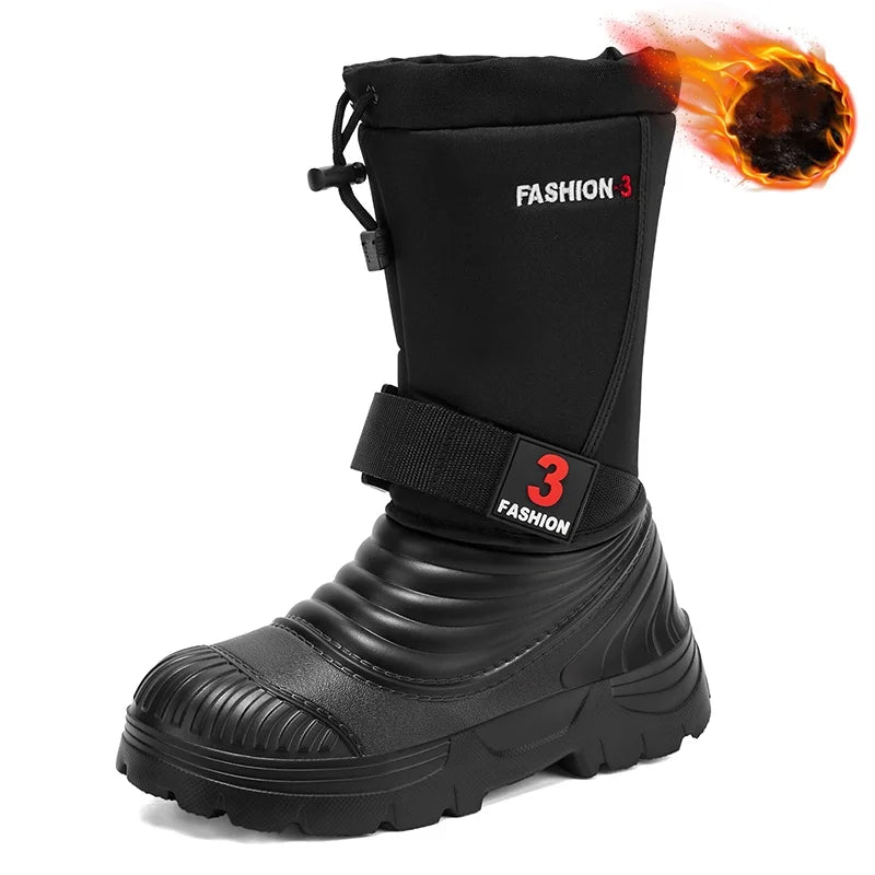 Men's New Snow Boots for Autumn and Winter, Fleece-Lined and Thickened, Cold-Proof, Outdoor Warm, Waterproof, Anti-Skiing, Hiking