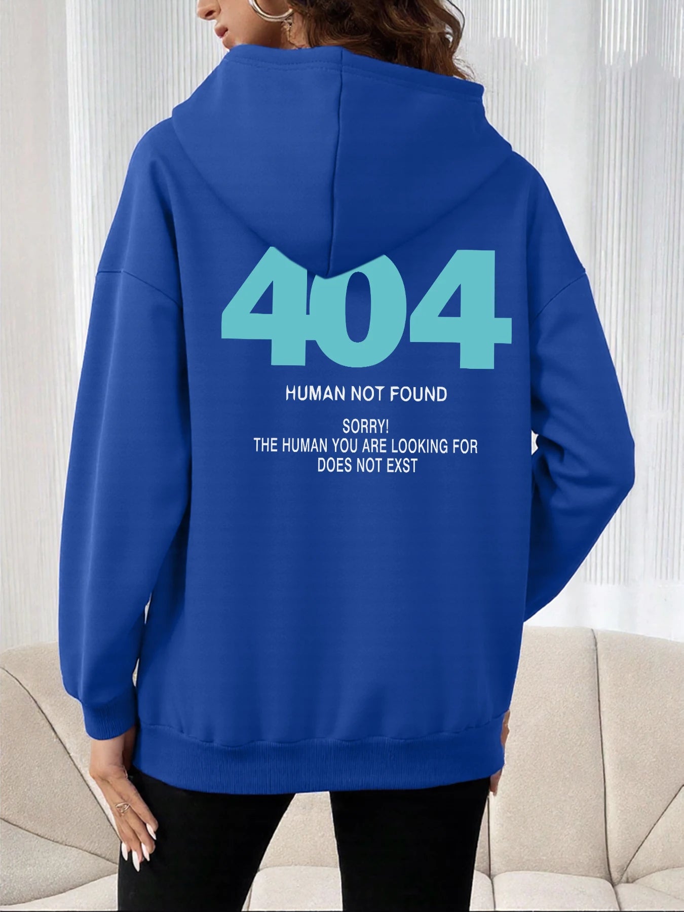 Women's Hoody Error 404 Human Not Found sorry Prints Hoodies Fleece Long Sleeve Oversized Clothes Hip Hop Street Pullover
