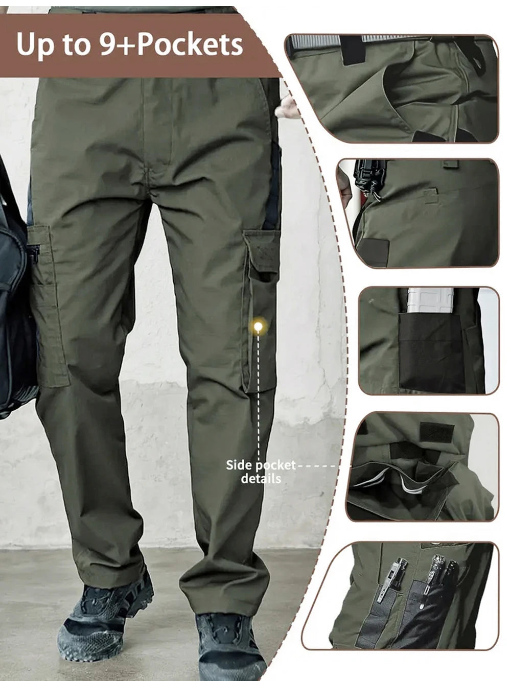Men'S Tactical Pants, Durable Multi-Pocket Cargo Pants for Outdoor Construction Work, Hiking And Trekking, Casual Tactical Pants