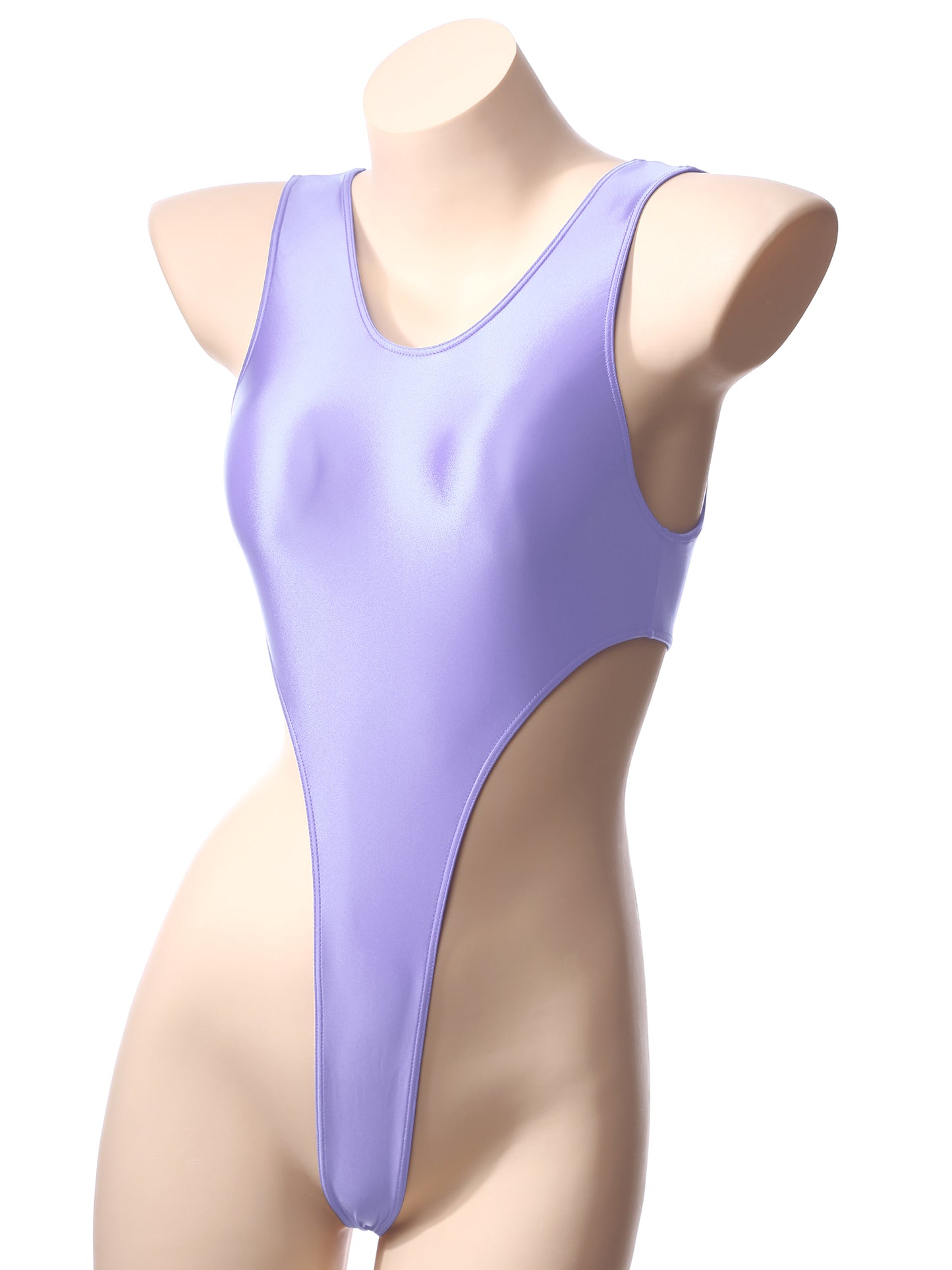 Women Bathing Suit Solid Color Swimsuit Glossy Backless High Cut Dance Yoga Bodysuit Underwear Swimwear Leotard Beachwear