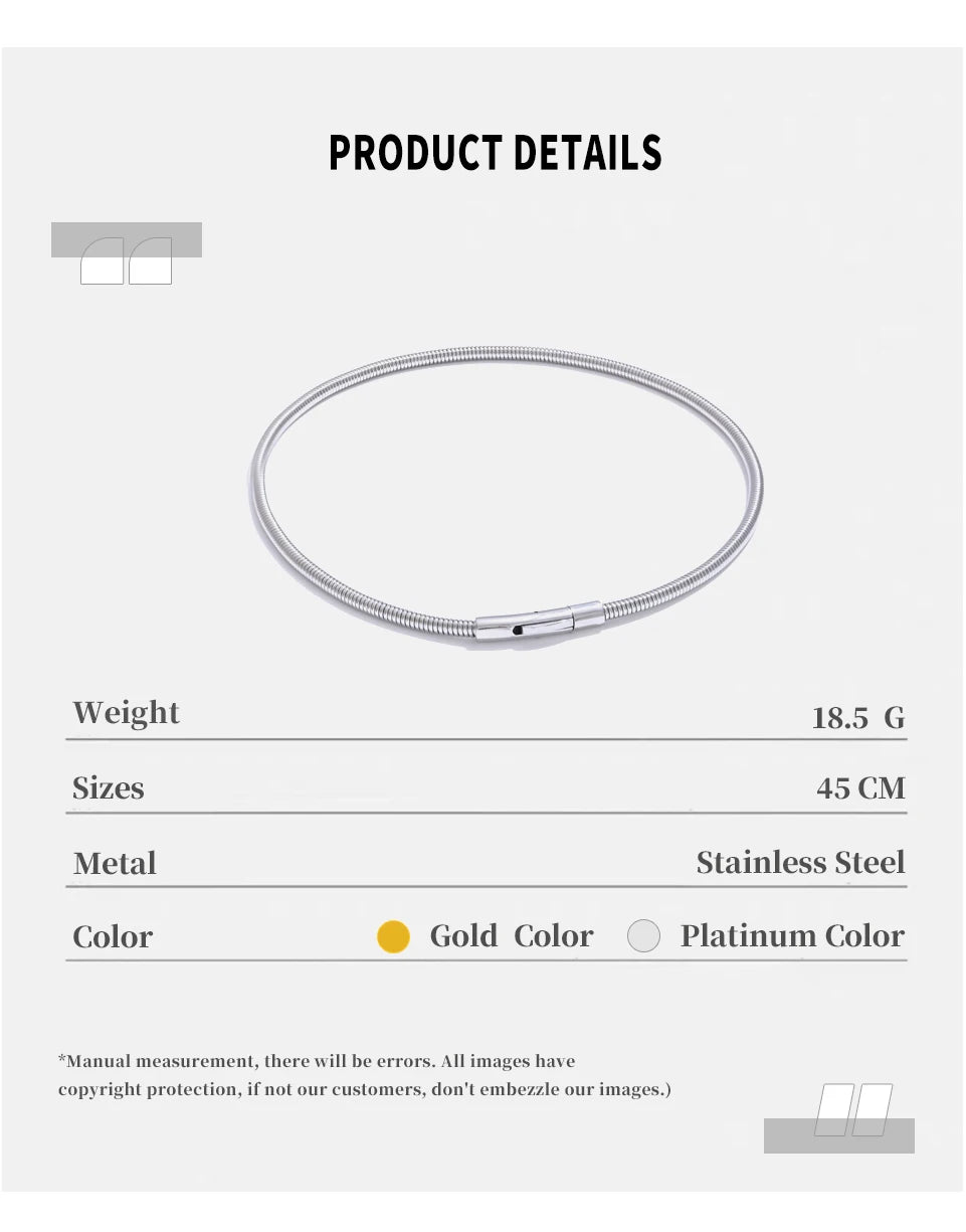 NiNice Necklace 316 Stainless Steel Snake Chain Collar 18k Plated Fashionable Simple gift Collares Para Mujer Grandes Modernos