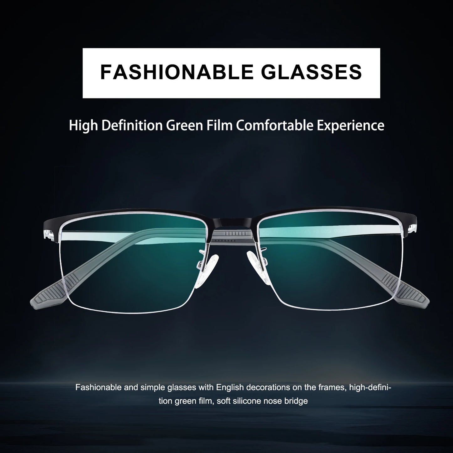 Fashionable Half-Frame Reading Glasses, Suitable for Reading Books, Electronic Devices, Both Indoors and Outdoors, with Flexible Temples, High-Definition Anti-Blue Light Lenses, and Comes with a Premium Reading Glasses Case,