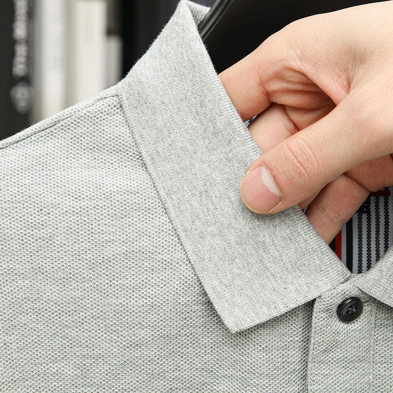 100% pure cotton men's short sleevedsolid color T-shirt summer new luxury brand business casual exquisite embroidery polo shirt