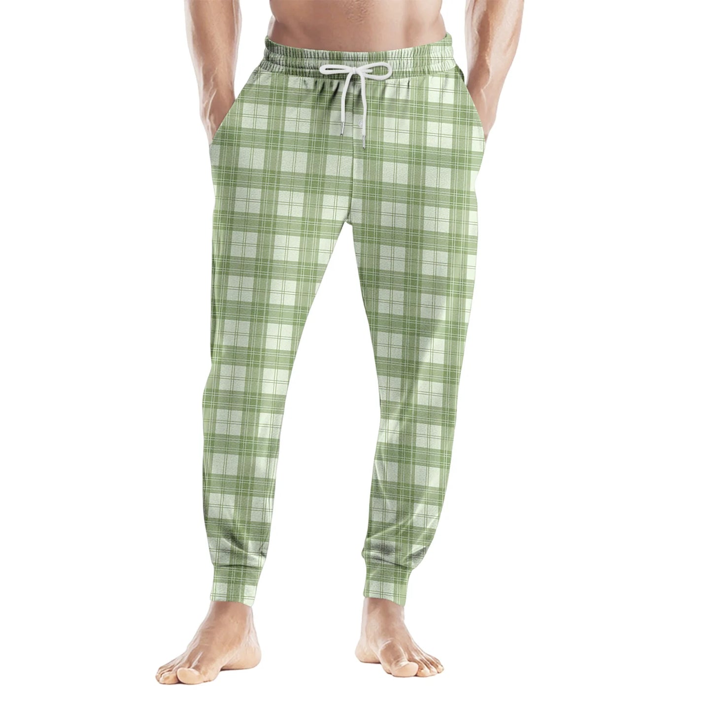 Men'S Plaid Casual Pants Checkered Pattern Cuffed Design Comfortable Fabric Suitable Daily Wear All Seasons Trendy Pajama Pants