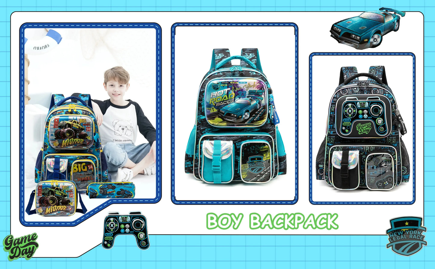 School Bags for Primary Children 3 in 1 School Bag Child with Lunch Bag Kids Book Bag for Boys Girls Kawaii Backpack