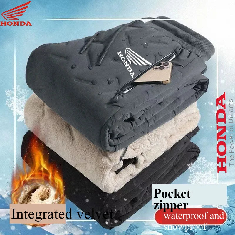 Honda Men's Winter Pants Zipper Pocket Waterproof Casual Pants Wool Lined Men's Pants Climate Pants Winter Pants Men's Waterproo
