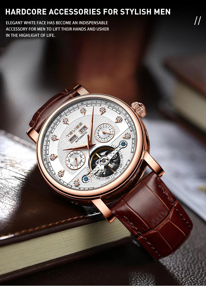 TEVISE Watch for Men Automatic Mechanical Movement with Calendar Luminous Fashion Casual Business Wristwatch