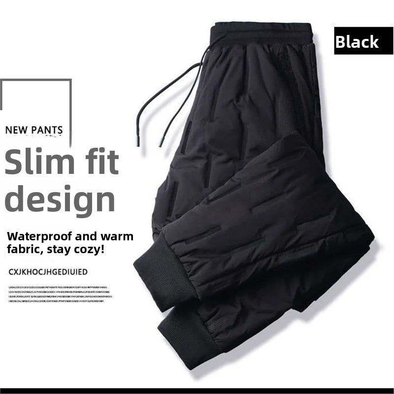 Men's down Pants Winter Outdoor Wear Thickened Large Size High Waist Warm Cold Proof Windproof Cotton Pants Harlan Style