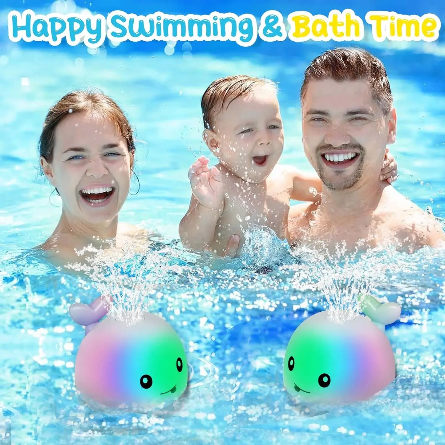 Waterproof Baby Bath Toys Whale Automatic Bathroom Toy Sprinkler Glowing LED Light toy,kids Infant Swim Pool Bathroom Toys Gifts