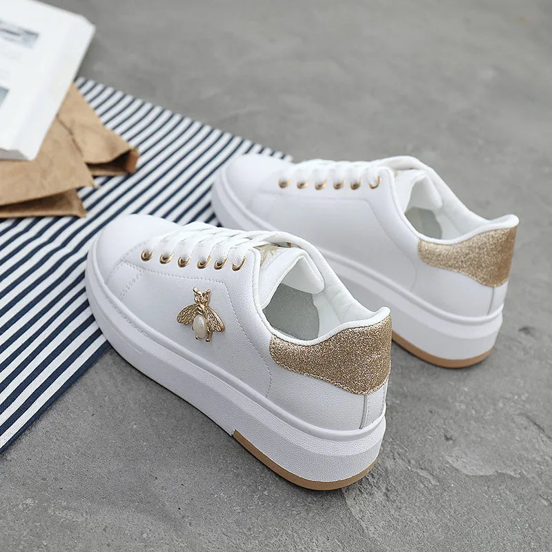 Mujer Women Platform Shoes High Quality Little bee Soft-sole Casual Shoes Female Skatboard Shoe Outdoor No Slip Walking Footwear