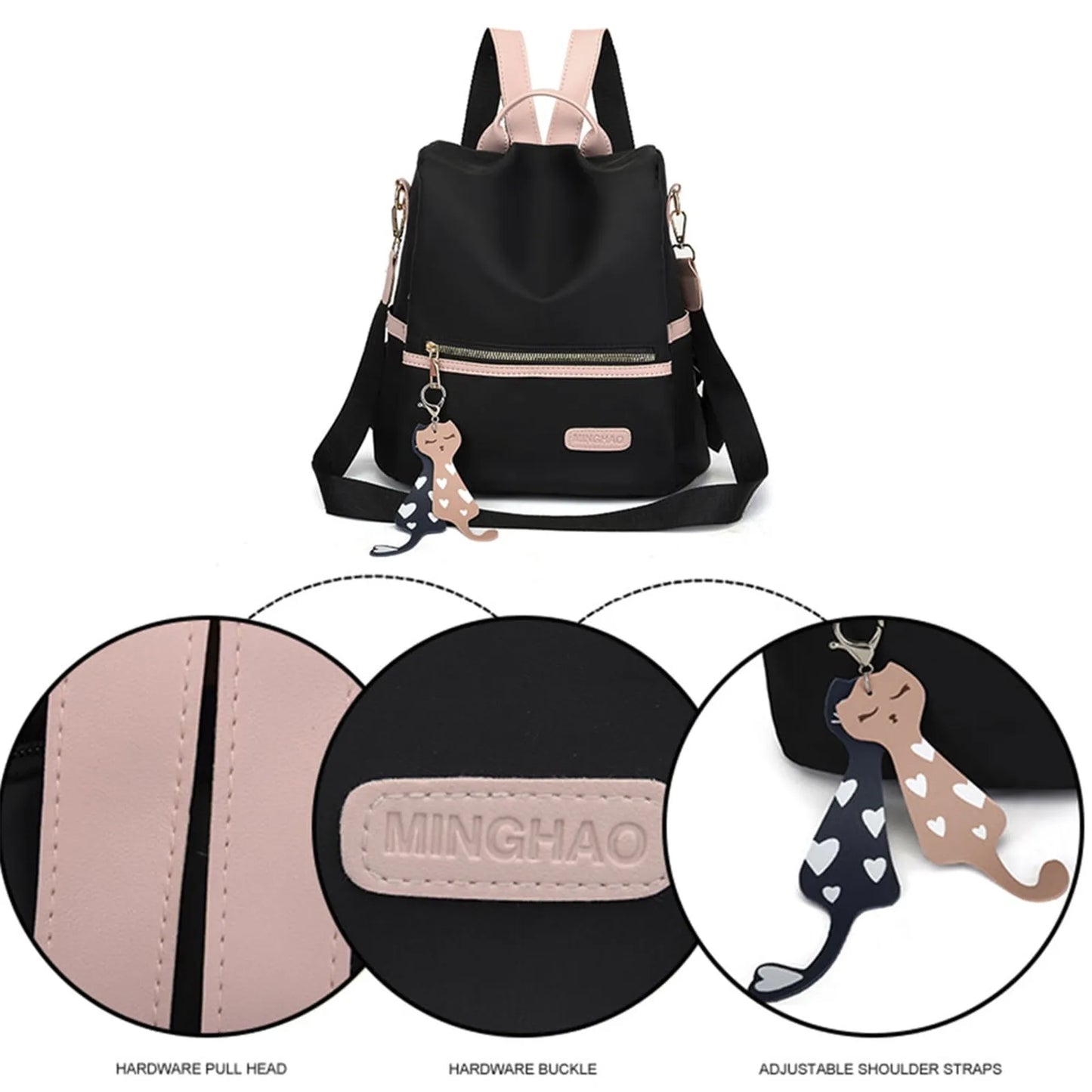 Large School Bags For Teenage Girls Usb Port Canvas Schoolbag Student Book Bag Fashion Black Pink Teen School Backpack