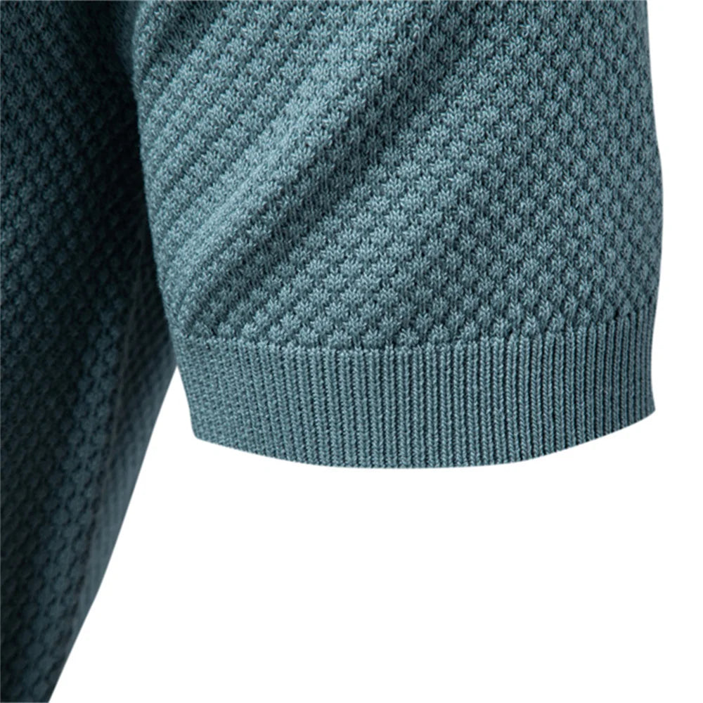 AIOPESON Men's Summer Breathable Polo Shirt Short Sleeve Solid Color Casual Polo Shirts for Men Lightweight Stretch Polo ﻿