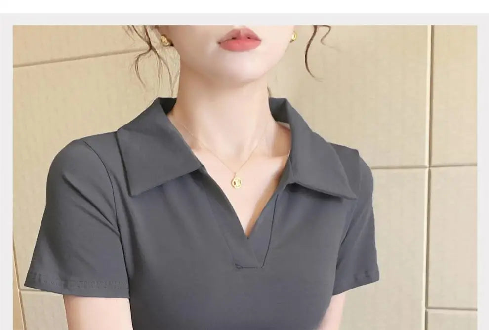 Women's Versatile Top Summer Loose Stylish Cover Fat Slim Short Sleeve
