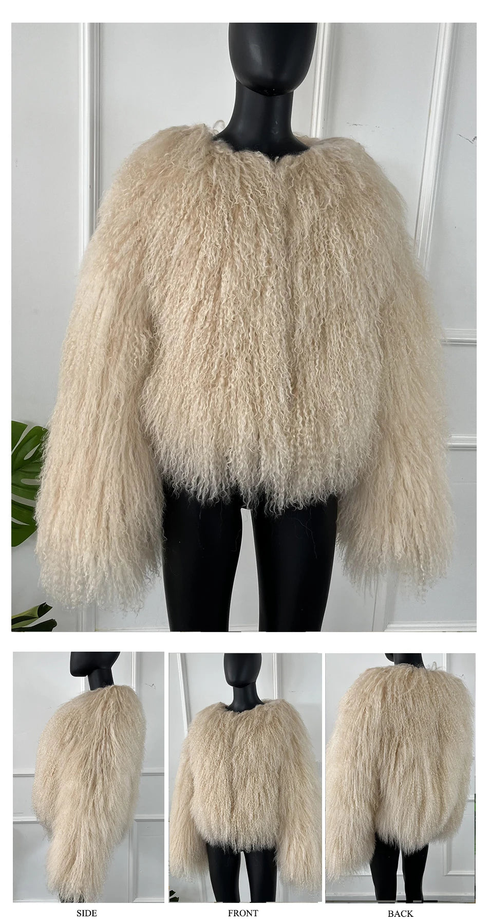 Real Sheepskin Coats Mongolian Lamb Fur Coat Women Natural Sheep Fur Jacket With Lapel Short Fur Outerwear