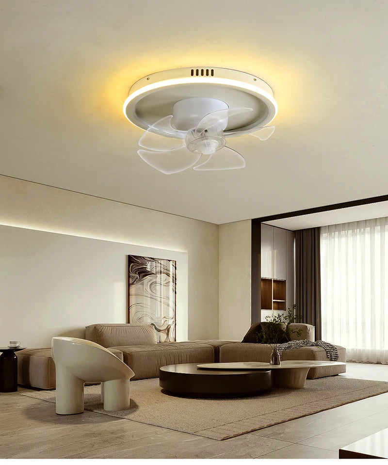 LED Ceiling Fan Lamp RGB Stepless Dimming Remote Interior Lighting Fixture Bedroom Living Home Decor Ceiling Fan With Light
