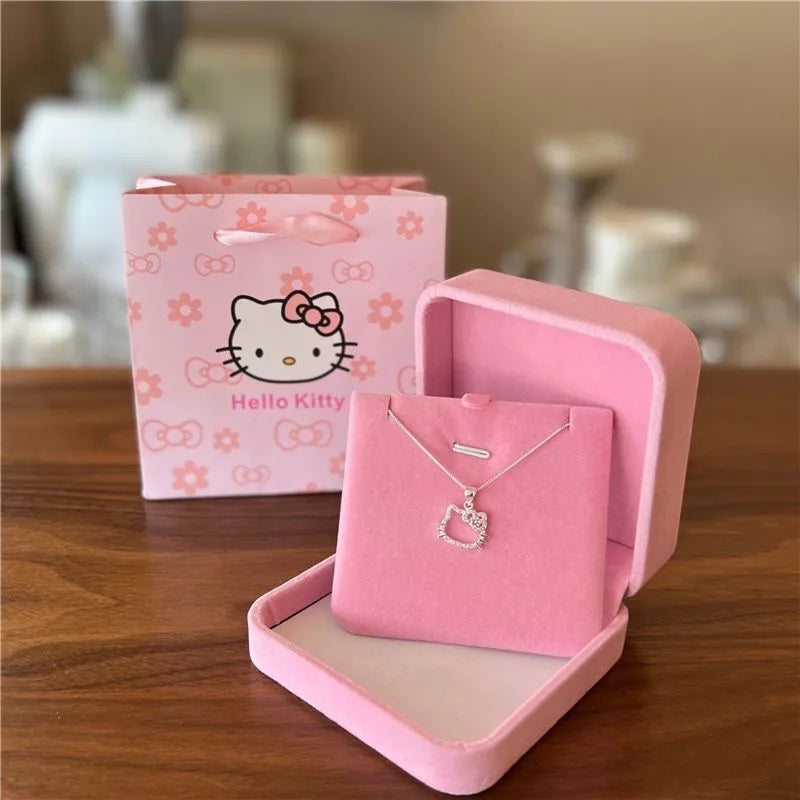 Sanrio Hello Kitty Necklace Cute Cartoon Clavicle Chain Pendant Women's Simple White Elegant Jewelry Fashion Friend Couple Gifts