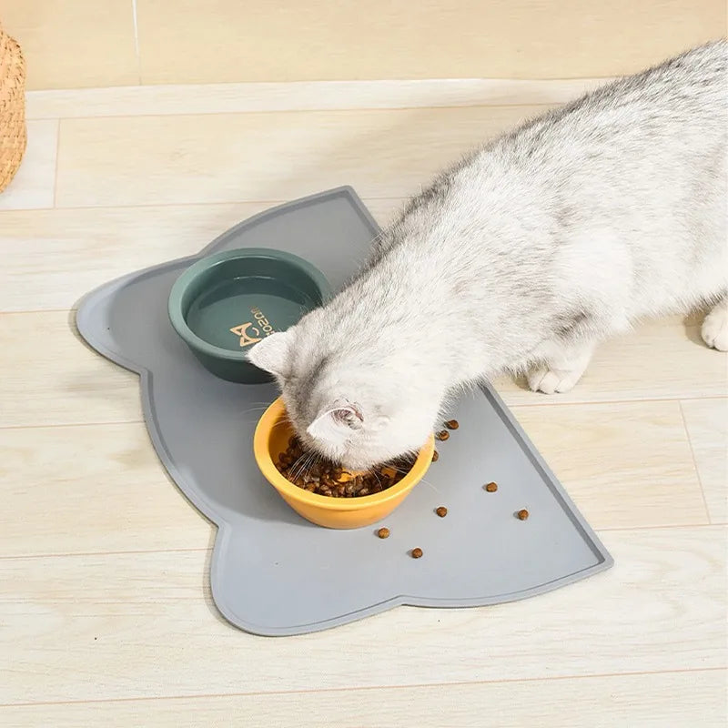 Pet Dirt Resistant Silicone Food Mat Portable Waterproof Leakproof Non-Slip Feeding Mat Bowl Mat Mat for Cats Dogs Pet Supplies