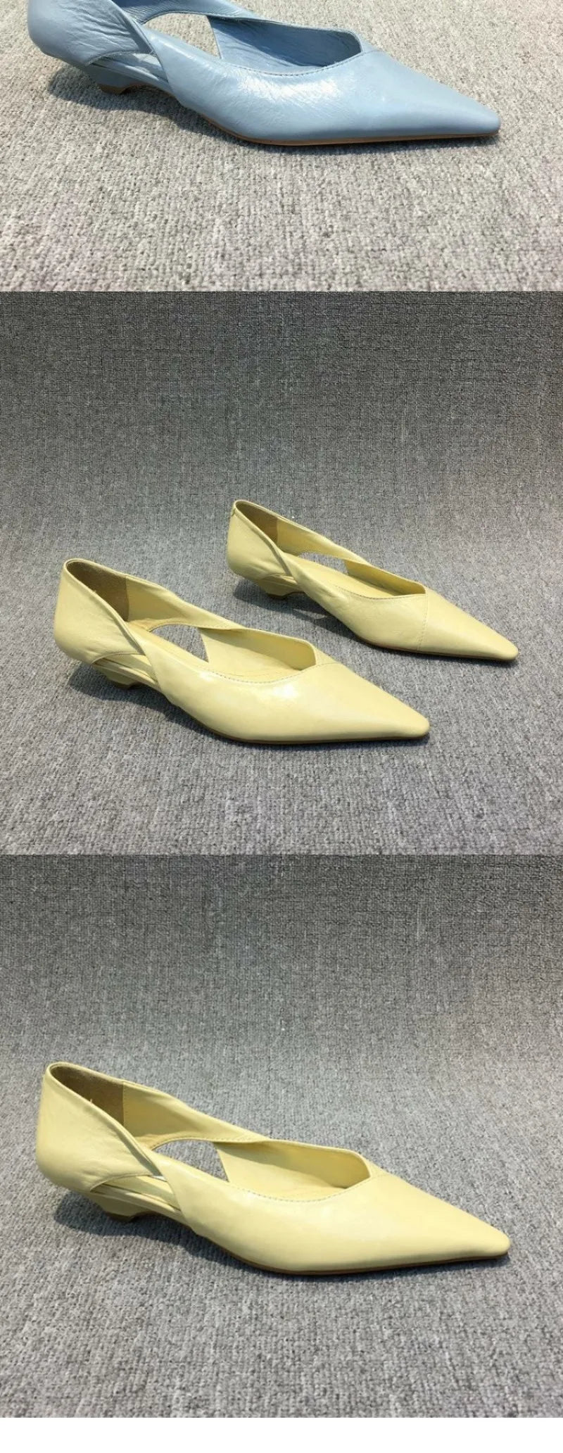 Shoes for Woman Comfortable Women's Summer Footwear Moccasins Blue Low Heel Elegant Pointed Toe High Quality Popular Heels