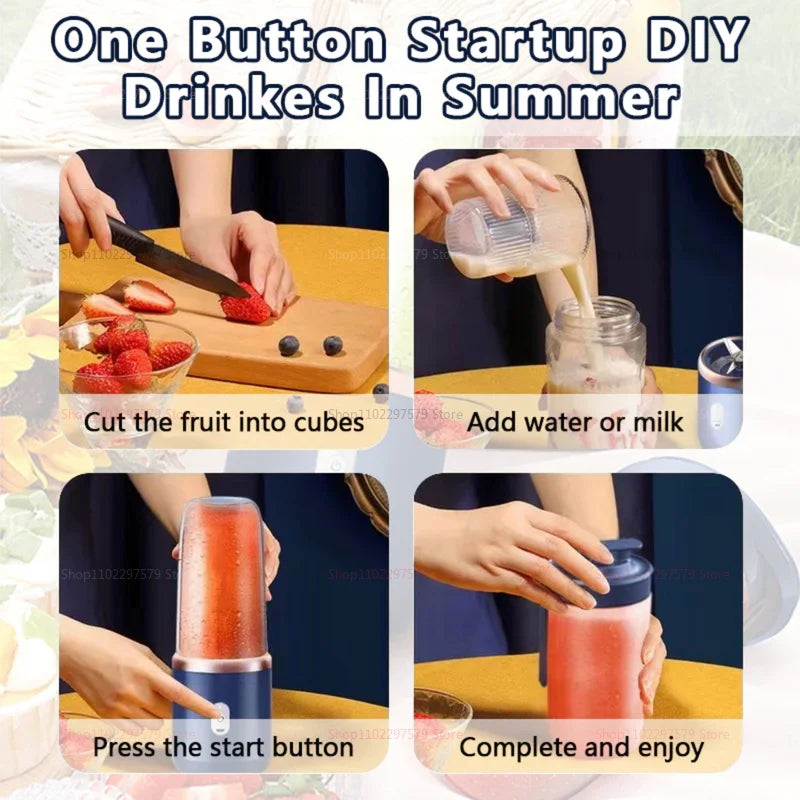 40W Portable Blender Cup with Sharp Blades 1500mAh Battery Double Cups Juicer for Smoothie Juice Shakes Travel Picnic Home Use