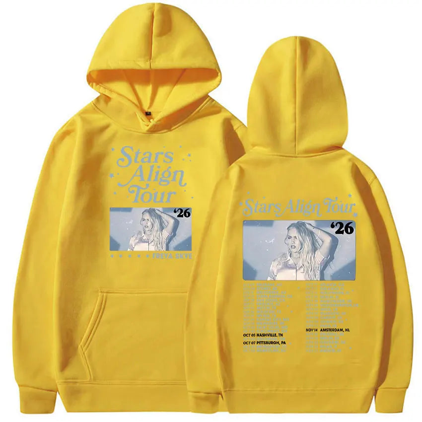 Freya Skye Stars Align Tour 2026 Print Hoodie Men Women Fashion Oversized Vintage Sweatshirt Fleece Clothing Long Sleeve Hoodies